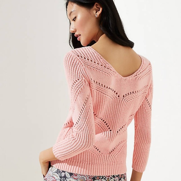 LOFT Women's NWT Pointelle Scoop Back Sweater - Picture 3 of 3